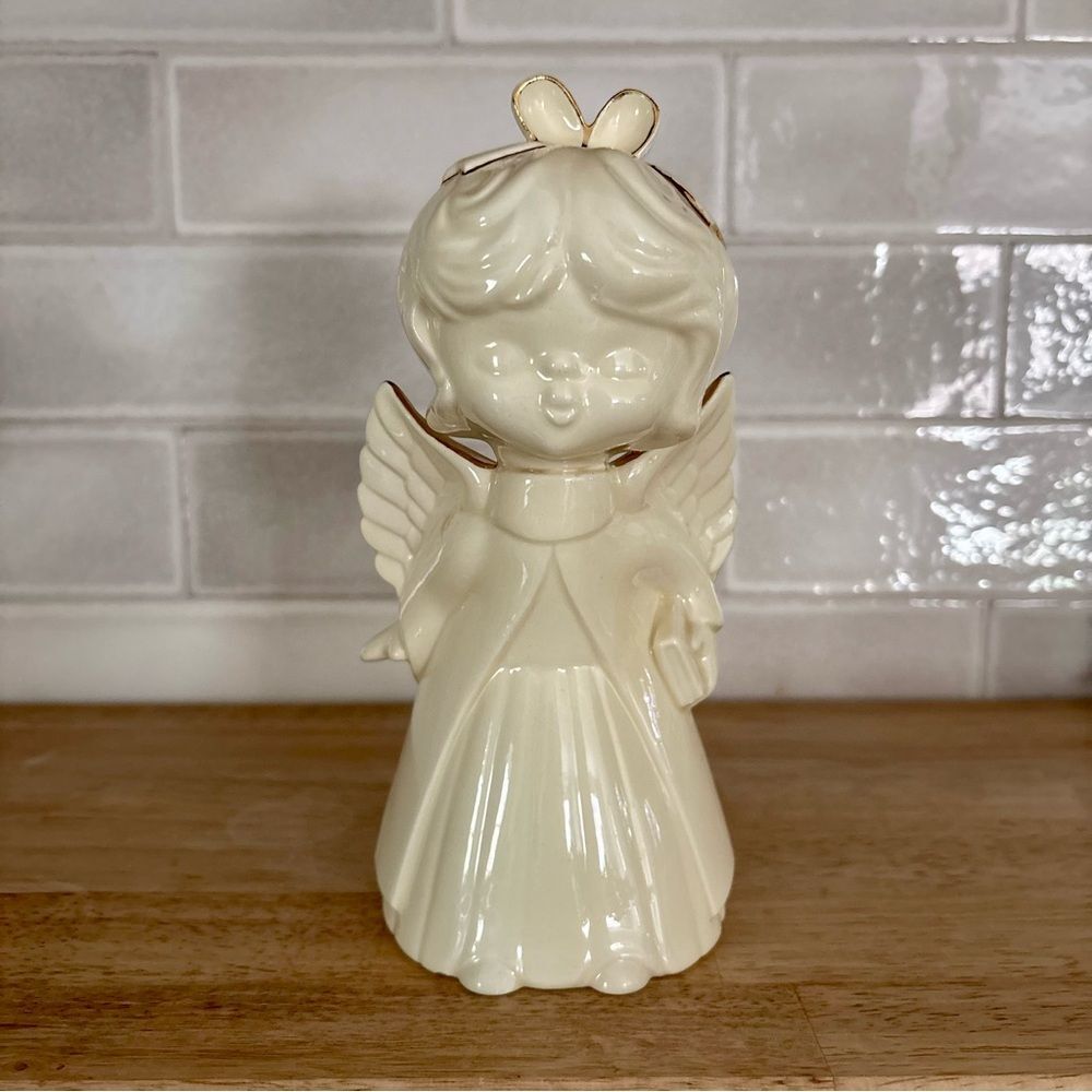 Vintage Ceramic Angel Figurine Ivory Cream with Gold Accents